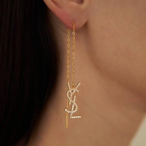 Stretch earrings with monogram YSL - Picture 1 of 5